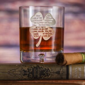 limotti Luck of the Irish Whisky Glass – Engraved Crystal Rocks Glass, St. Patrick’s Day Gift