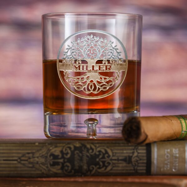 limotti Family Tree Engraved Crystal Bourbon Glass – Personalized Gift Tumbler