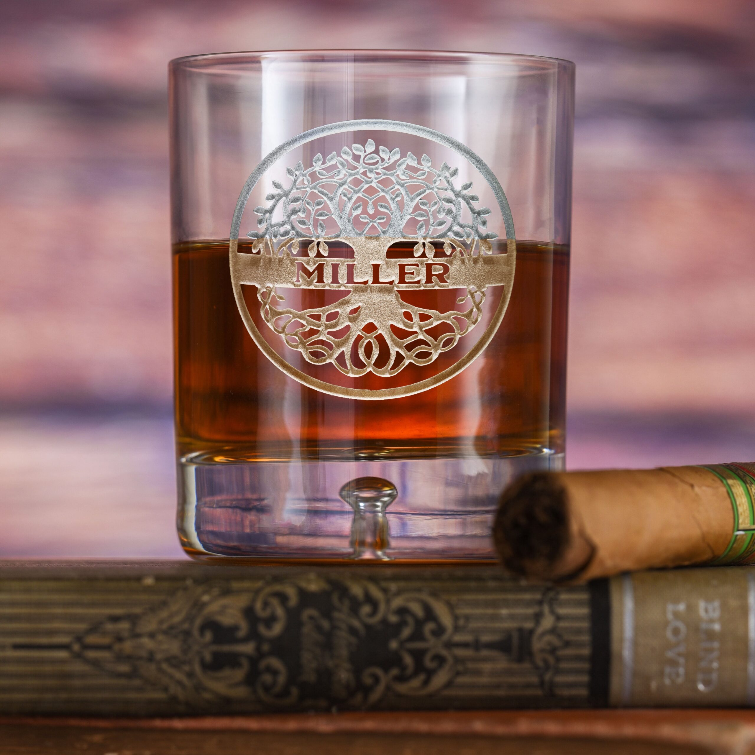 limotti Family Tree Engraved Crystal Bourbon Glass – Personalized Gift Tumbler