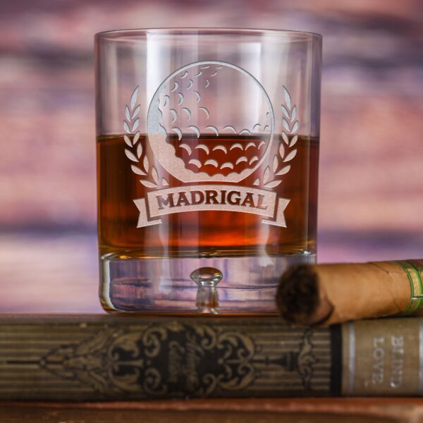 limotti Custom Golf Theme Crystal Whiskey Rocks Glass – Personalized Engraved Tumbler