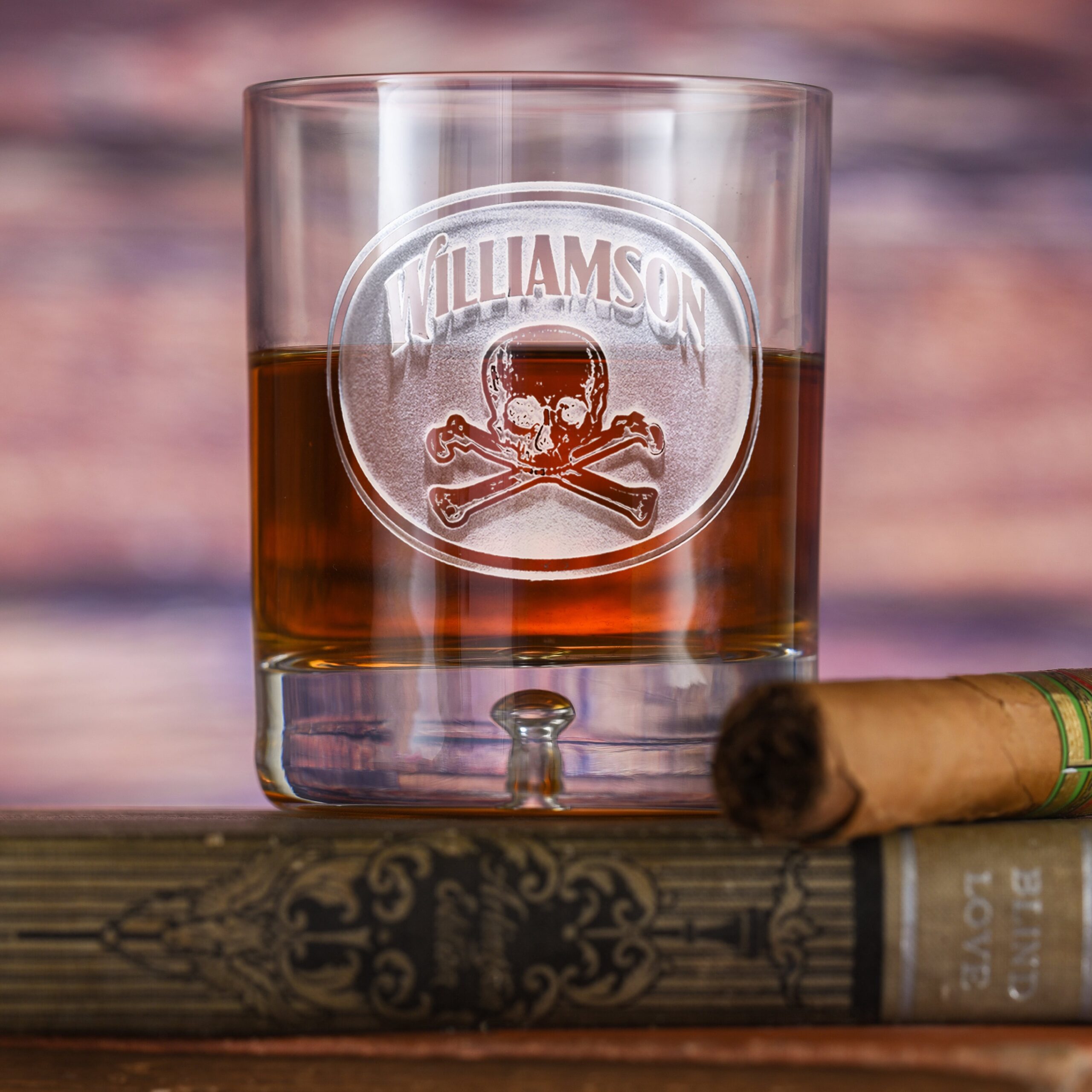 limotti Skull & Bones Crystal Whiskey Glass – Engraved Gothic Rocks Tumbler