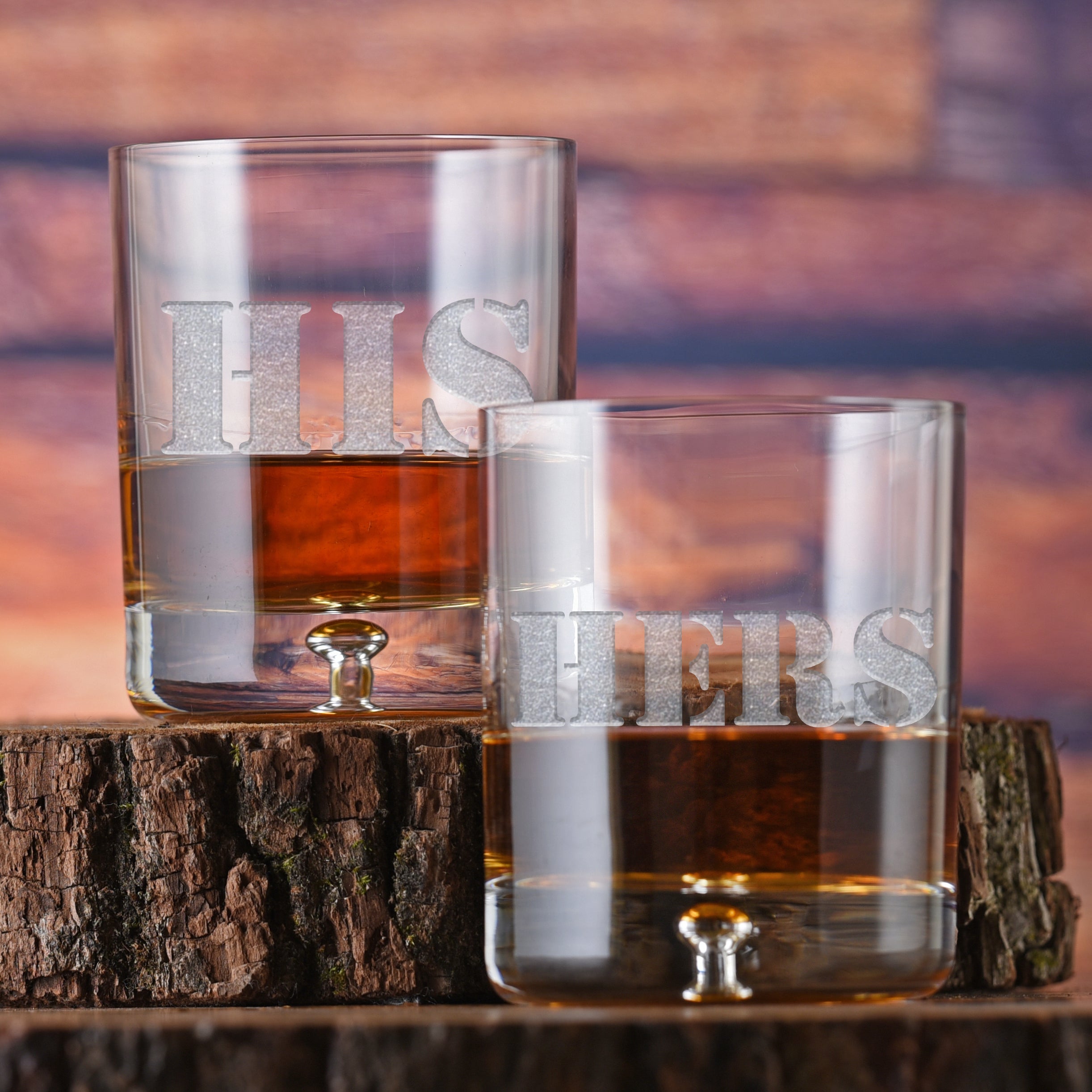 limotti His & Hers Whiskey Scotch Glasses – Personalized Engraved Couples Set