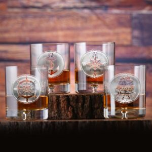 limotti Nautical Boat Whiskey Glass – Engraved Coastal Rocks Tumbler