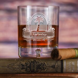 limotti Personalized Palm Tree Whiskey Glass – Custom Engraved Tropical Rocks Tumbler