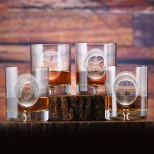limotti Seashell Beach Whiskey Glass – Coastal-Themed Engraved Rocks Tumbler